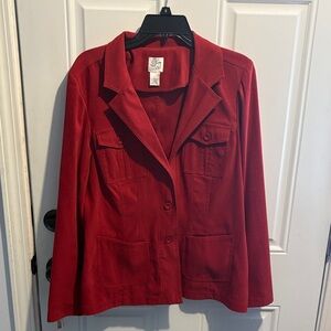 Women's Red Tailored Utility Blazer Jacket